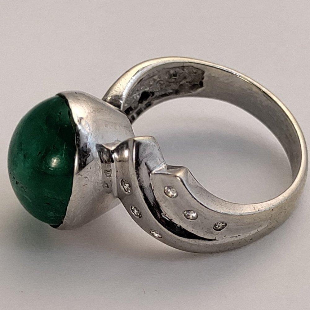 14k White Gold 5+ct Columbian Emerald Diamond Ring - Picture 5 of 8